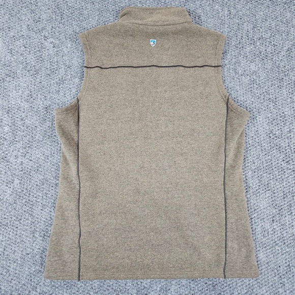 Kuhl Vest Mens Medium Taupe Full Zip Fleece Sweater Knit Outdoor Pockets Warm - Picture 7 of 8